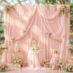 10x10FT Backdrop Curtains with Rod Pockets - Wrinkle Free Photo Stage Backdrop 2 Panels Curtains Drapes for Photography Wedding Party Baby Shower Decorations (Blush Pink) - Image 6