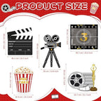 5 Pcs Large Movie Night Party Decorations, Classic Movie Cardboard Cutouts Standup, Popcorn Film Camera Clapperboard Lawn Yard Sign for Theater Theme Indoor Outdoor Birthday Photo Prop - Image 3
