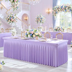 Suppromo 6 Pack 6ft Lavender Spandex Table Cloths for Rectangle Tables Wrinkle Free Light Purple Rectangle Tablecloths Stretch Fitted Table Cover for Birthday Party Wedding Banquet Baby Shower Buffet - Image 4