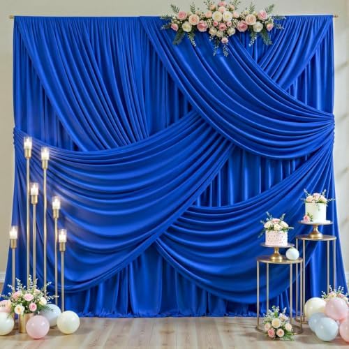 50ft x 10ft Wrinkle Free Royal Blue Wedding Backdrop Curtains for Party Bridal Shower Reception Decorations Royal Blue Fabric Curtain Backdrops Drapes for Photography Baby Shower Birthday Background - Image 2