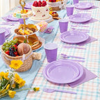 MirthMood 350PCS Plastic Lavender Plates,Lavender Disposable Plates Set - Image 7