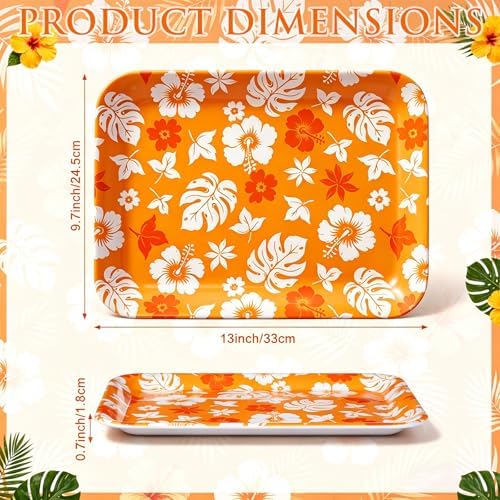 4 Pieces Hibiscus Serving Trays Melamine Platters - Image 2