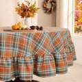 Romanstile Thanksgiving Plaid Ruffled Round Tablecloth 70 Inch Rust by Romanstile