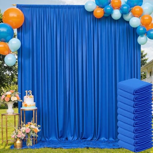 50ft×10ft Royal Blue Wrinkle Free Backdrop Curtain for Parties, 10 Panels 5×10ft Soft Silky Polyester Blue Photo Backdrop Drapes for Boss Baby Birthday Wedding Photography Background by ENJOYYOURPARTY