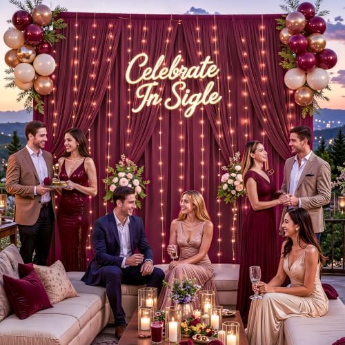 20x10ft Burgundy Backdrop Curtains with Lights Photo Drapes Wrinkle Free Fabric Backdrop Curtain for Wedding Birthday Party Baby Shower Bridal Shower Home Party Background Decorations - Image 5