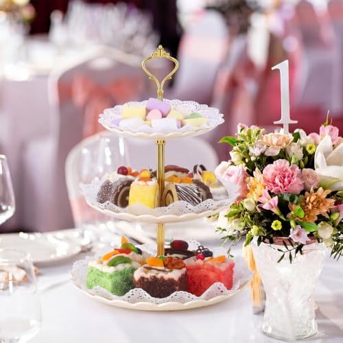 Patelai 8 Pack Plastic 3 Tier Cupcake Stand Holder, Cream White - Image 7