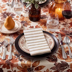 100 Pack Striped Linen-feel Napkins Bulk Striped, Brown - Image 3