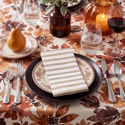 100 Pack Striped Linen-feel Napkins Bulk Striped, Brown - Image 3