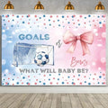 MEHOFOND 8x6ft Goals or Bows Gender Reveal Backdrop Boy or Girl What Will Baby Be Decorations Banner Pink and Blue Soccer Gender Reveal Baby Shower Photography Background Cake Table Supplies by MEHOFOND