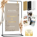 Wedding Sign Holder Adjustable up to 5.7 FT Tall - Welcome to Our Wedding Sign Stand with Design Bundle, Hanging Straps & Water Bags (Black) by Unknown