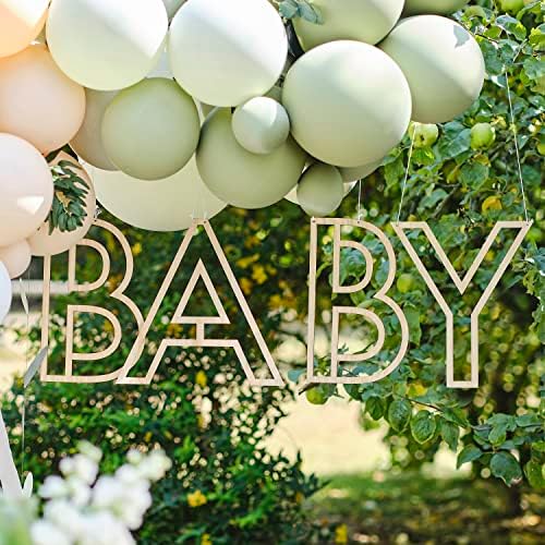 Ginger Ray Wooden Gender Neutral Baby Hanging Decoration for Baby Showers Including Twine to Hang, Green - Image 3