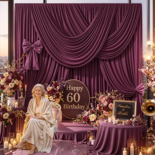 20FTx12FT Burgundy Backdrop Curtains for Weddings, Birthdays and Photos - Image 2