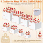 8 Pcs White Buffet Risers with Mini Table Sign, Serving Tongs, Acrylic Food Risers for Buffet Table Display Stand Shelf for Party Catering Dessert Jewelry Collectibles (Size 9" 8" 7" 6" 5" 5" 4" 4") - Image 2