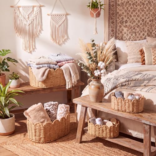 Pinkunn 4 Set Premium Scalloped Basket, Wicker Storage Baskets, 4 Sizes - Image 6