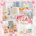 Funnymoom 24 Sets Baby Shower Bottles Favors for Guests Glass 100 ml Milk Jar with Ribbons and Stickers Decorations for Gender Reveal Newborn Centerpiece Party Favor(Pink,It's A Girl) - Image 6