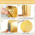 SaitiMade Set of 5 - Gold Cylinder Pedestal Stand Covers - Image 5