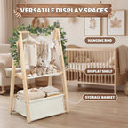 Foldable Double Layered Baby Closet Organizer Wooden Rack Hangers - Image 6