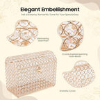 Crystal Wedding Card Box with Heart Lock Wedding Money Box Treasure Chest Gold Bead Card Receiving Memory Storage for Wedding Reception Birthday Graduation Baby Shower Party (Gold) - Image 2