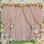 24x10FT Nude Backdrop Curtains for Wedding Parties, Wrinkle Free Polyester Photography Backdrop Drapes for Baby Shower Birthday Parties Stage Background Stand Decorations 4x10ft,6 Panels by Partisky