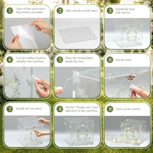 Junkin Acrylic Wedding Card Box with Lock, Clear Large Money Envelope Box - Image 4