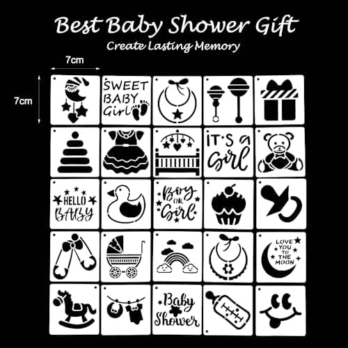 Baby Shower Bib Decorating Kit, 93 Pcs DIY Party Game with 22 White Bibs, 24 Markers, 25 Stencils, Gender Reveal Activity (flower) - Image 4