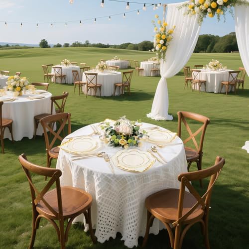 350Pcs Ivory Gold Rim Heavy Duty Plastic Plates Dinnerware Set - Image 6