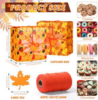 Blulu 120 Sets Thanksgiving Bakery Boxes Bulk with Window 5x5x3 Inch Fall Food Containers Gifts Boxes with Maple Tags and Rope for Fall Holiday Cookie Cupcake Goodie Candy Treat Package Party Favors - Image 2