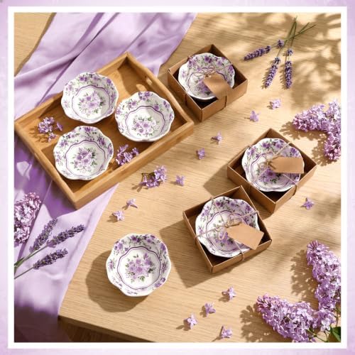 SiliFine 24 Pcs Wedding Favors for Guests Small Ceramic Bowls, Rose, Purple - Image 4