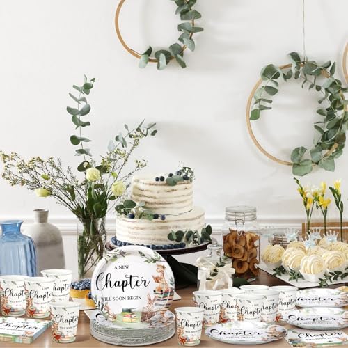 Hushee 200 Pcs Storybook Baby Shower Decorations Supplies A New Chapter Will Soon Begin Book Baby Shower Paper Plates Napkins Cups Library Reading Book Club Tableware Set for 50 Guest - Image 5