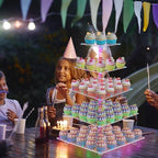 YestBuy Cupcake Stand – 5 Tier Premium Cupcake Holder – Acrylic Cupcake Tower Display – Cady Bar Party Décor – Acrylic Display for Pastry + LED Light String – Ideal for Weddings, Birthday (Colorful) - Image 2