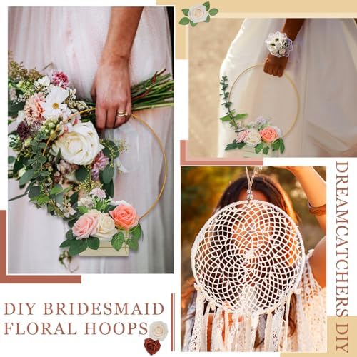 FoldTier 24 Pcs 10 Inches Metal Floral Hoop Centerpiece with Tables Stand - Image 5