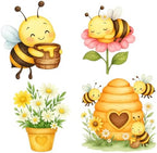 Honoson 4 Pcs 22.8" x 23.6" Large Bee Baby Shower Decorations Cardboard Cutouts, a Little Honey is on The Way Bee Theme Backdrop Daisy Sunflower Yard Signs for Birthday Party Supplies Photo Prop - Image 2