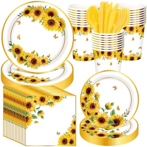 Funnymoom 400 Pcs Sunflower Party Supplies for 50 Guests by Funnymoom