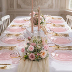DaYammi 175PCS Clear Pink Plastic Dinnerware Set for 25 Guests - Image 3