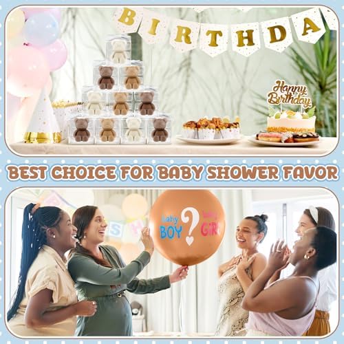 Hoolerry 30 Pcs Mini Bear Candle Baby Shower Party Favor Gift, White, Brown - Image 3