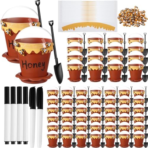 Jingmore 60 Sets Bee Honey Jar Pots Party Favors Bulk, Brown by CelebrateEveryMoment