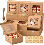 50Pcs 6x6x3 Inch Cookie Boxes with Window, Boxes for Baked Goods by EffiQ-Rate