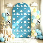 Arch Backdrop Cover Blue Sky White Clouds Toy Theme Party Chiara Arch Backdrop Cover Stretch Spandex Arch Frame Cover for Baby Shower boy Birthday Party Photo Booth Decorations (6FT) - Image 2