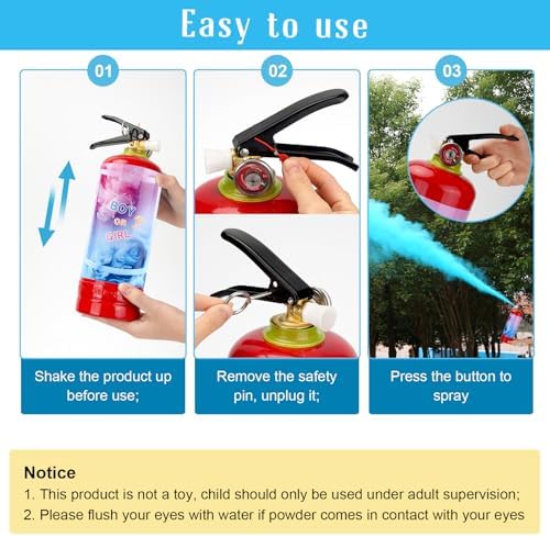 QIYVLOS Giant Gender Reveal Fire Extinguisher 2 Packs, Gender Reveal Ideas, Baby Boy Reveal Party Ideas for Gender Reveal Decorations with 2.3ib Powder (Blue) - Image 6
