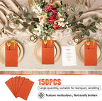 Cindeer 150 Pcs Orange Linen Dinner Napkins with Built in Flatware - Image 5