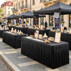 Black Polyester Table Cloths for Rectangle 4 Foot Tables, 2 Pack Wrinkle Free Tablecloths Stretchy Banquet Ruffle Fitted Table Cover Desk Skirt for Parties Wedding Birthday Baby Shower - Image 7