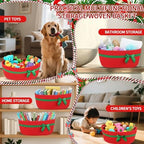 FoldTier 8 Pack Christmas Woven Gift Baskets with Handles,Red - Image 5