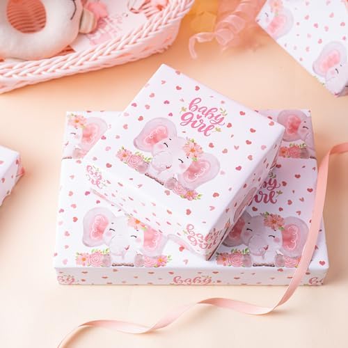 WRAPAHOLIC Jumbo Baby Girl Wrapping Paper - 30 Inch x 100 Feet Jumbo Roll - Adorable Pink Elephant Design for Baby Shower, Party, Holiday - Image 6