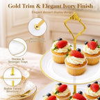 13 Pcs Dessert Display Set, 4 3-Tier Cupcake Stands, 6 Trays & 3 Tongs - Image 4