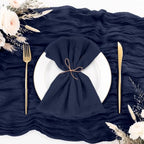 60Pack Navy Blue Cheesecloth Napkins Rustic Boho Gauze Napkins 20"x20" - Image 2