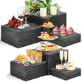 6 Pack Wooden Risers Display Stands Square Food Risers for Buffet Party Rustic Wood Cake & Cupcake Stands Nesting Box Wooden Crates for Display by LEIFEOSH