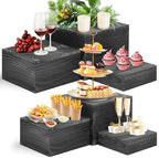 6 Pack Wooden Risers Display Stands Square Food Risers for Buffet Party Rustic Wood Cake & Cupcake Stands Nesting Box Wooden Crates for Display by LEIFEOSH