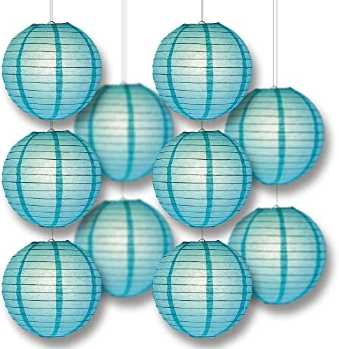 14 Inch Water Blue Paper Lantern Remote Controlled LED Lights (10-Pack Combo Kit) - Image 3