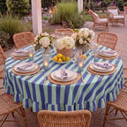 Tudomro Striped Tablecloth, Round, Cobalt, Sky Blue, 60'' X 60'' - Image 7