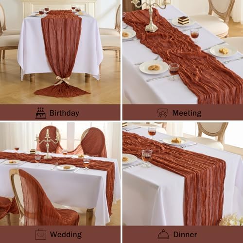 Fanami 6 Pack Cheesecloth Table Runner -10FT Terracotta Boho Gauze Cheese Cloth Table Runner 120 Inches Long Rustic Sheer Fabric Centerpieces for Wedding Birthday Party Bridal Baby Shower Decorations - Image 6
